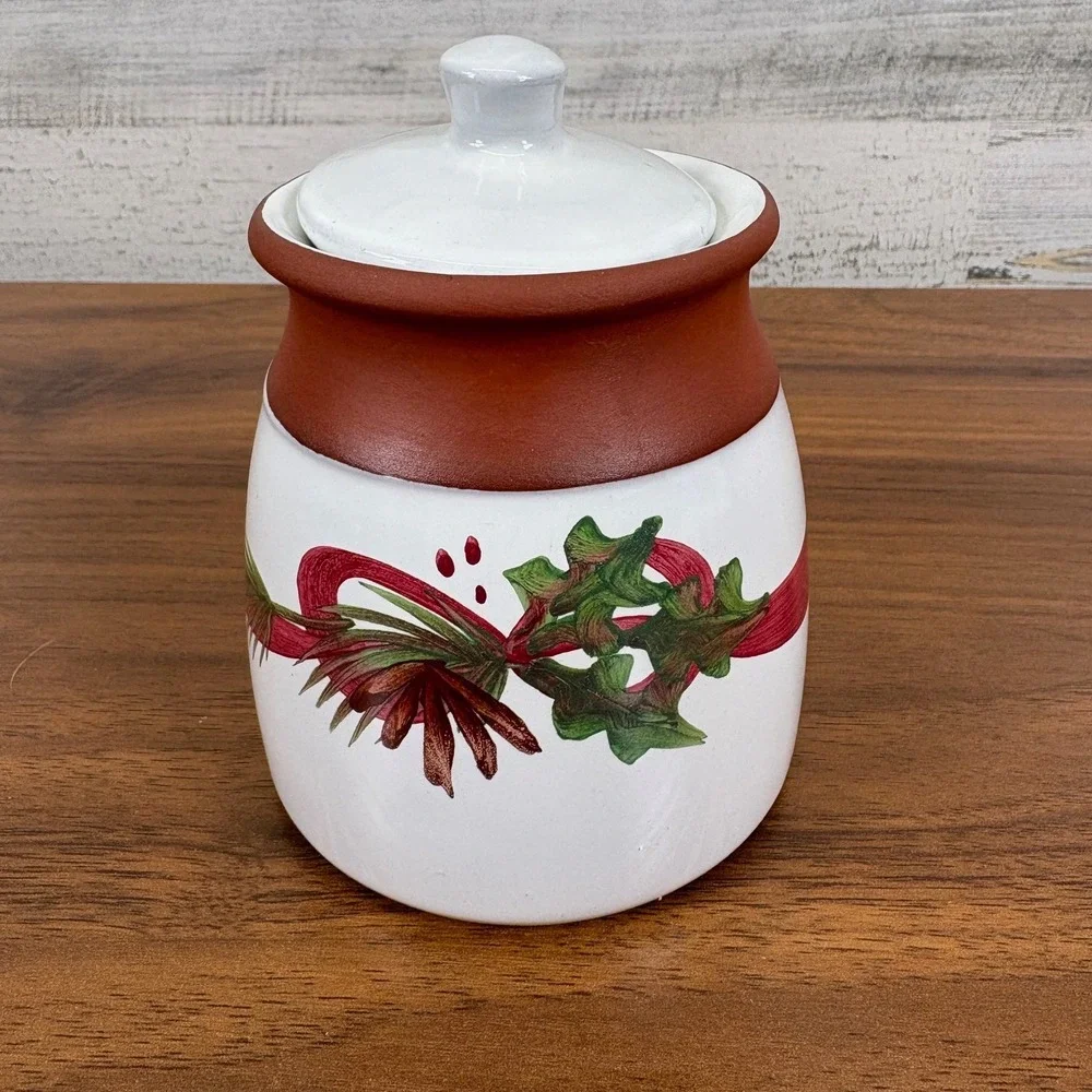 1992 EMERSON CREEK‎ POTTERY HOLIDAY Sugar Jar with Lid